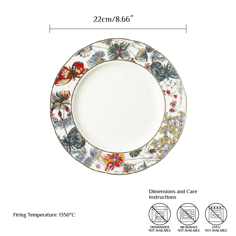 10.5-inch scalloped plate dimension diagram with ruler scale.