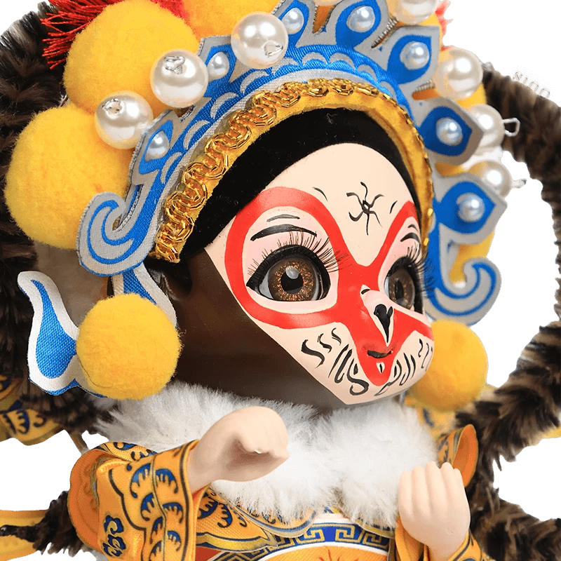 6-Inch Vintage Chinese Dolls - Handmade Peking Opera Wukong Art Collectible - SinoCultural -- QJ0508 -