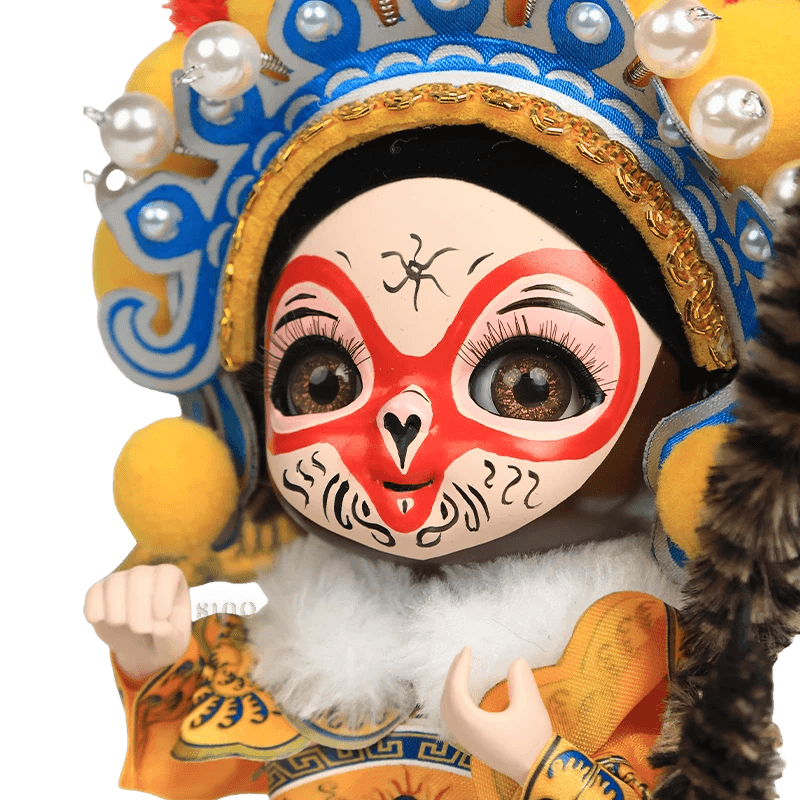 6-Inch Vintage Chinese Dolls - Handmade Peking Opera Wukong Art Collectible - SinoCultural -- QJ0508 -