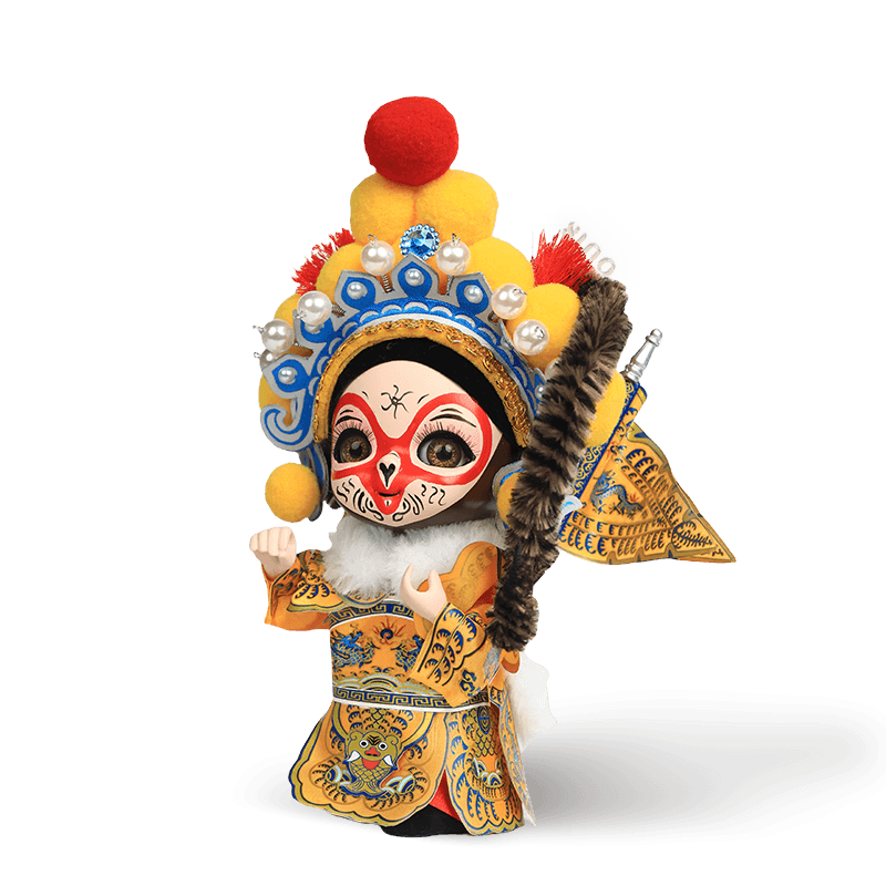 6-Inch Vintage Chinese Dolls - Handmade Peking Opera Wukong Art Collectible - SinoCultural -- QJ0508 -