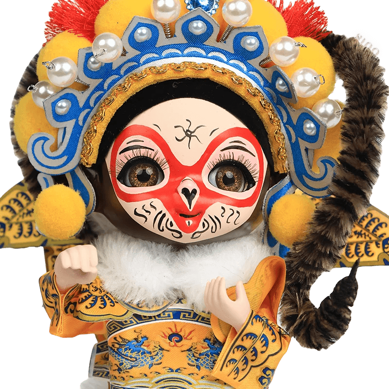 6-Inch Vintage Chinese Dolls - Handmade Peking Opera Wukong Art Collectible - SinoCultural -- QJ0508 -