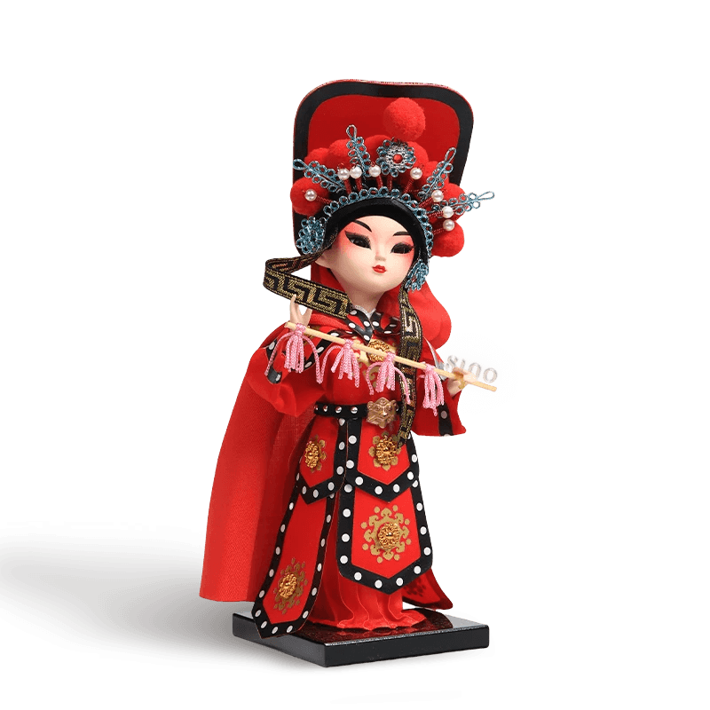 9-Inch Vintage Chinese Dolls - Handmade Peking Opera Mulan Art Collectible - SinoCultural -- NN190801
