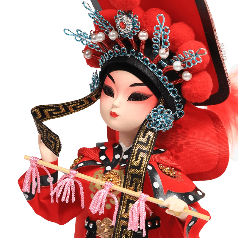 9-Inch Vintage Chinese Dolls - Handmade Peking Opera Mulan Art Collectible - SinoCultural -- NN190801 -