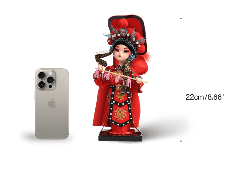 9-Inch Vintage Chinese Dolls - Handmade Peking Opera Mulan Art Collectible - SinoCultural -- NN190801 -