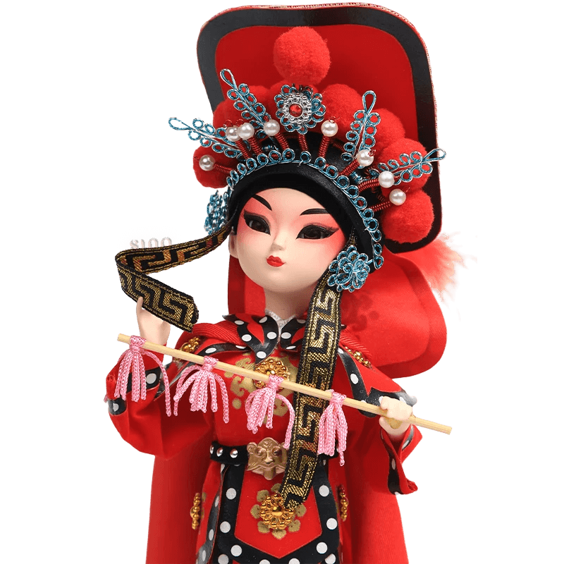 9-Inch Vintage Chinese Dolls - Handmade Peking Opera Mulan Art Collectible - SinoCultural -- NN190801 -