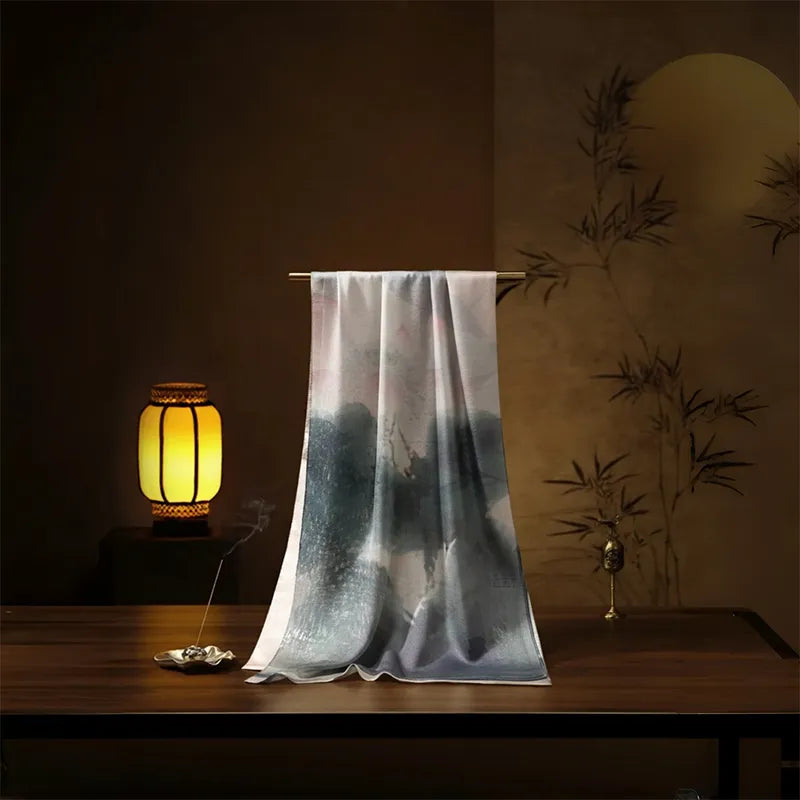 Sinocultural Custom Mulberry Silk Scarf (Image-to-Order Available)