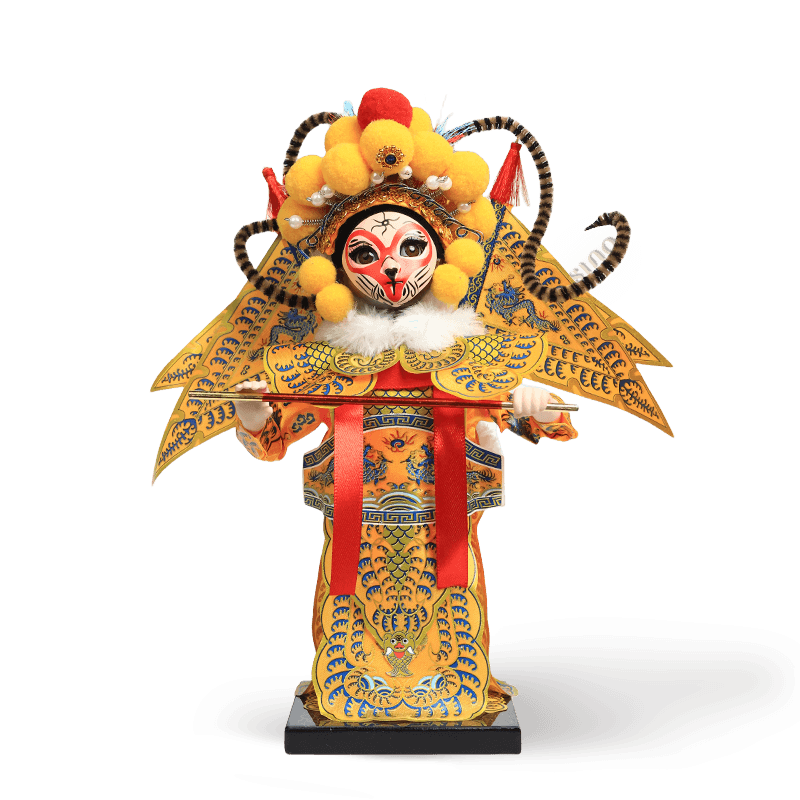 9-Inch Vintage Chinese Dolls - Handmade Peking Opera Wukong Art Collectible - SinoCultural -- XОK090E