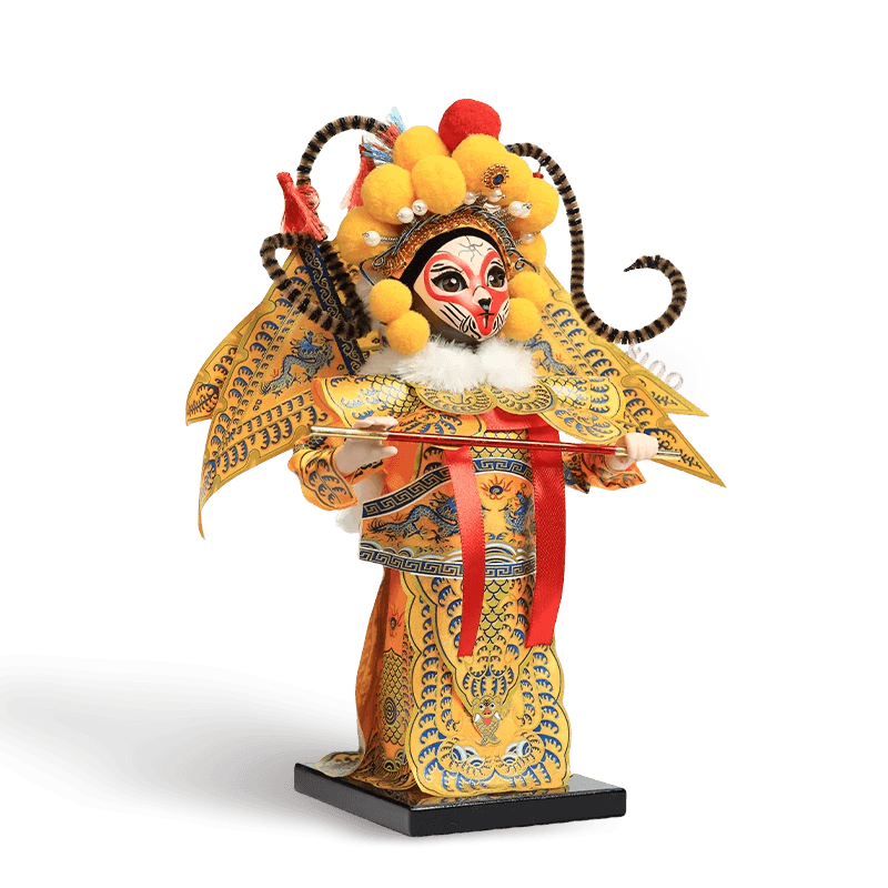 9-Inch Vintage Chinese Dolls - Handmade Peking Opera Wukong Art Collectible - SinoCultural -- XОK090E
