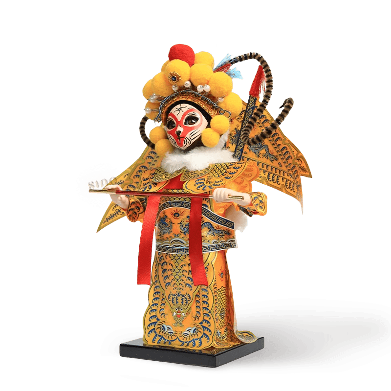 9-Inch Vintage Chinese Dolls - Handmade Peking Opera Wukong Art Collectible - SinoCultural -- XОK090E