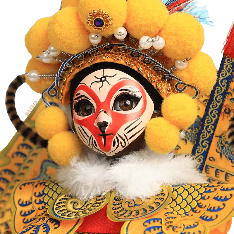 9-Inch Vintage Chinese Dolls - Handmade Peking Opera Wukong Art Collectible - SinoCultural -- XОK090E