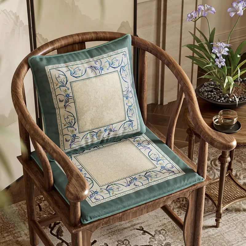 Summer blue dining chair cushion for wooden chair.