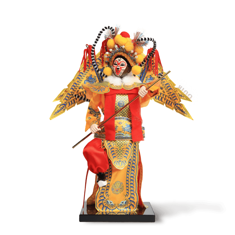 12-Inch Vintage Chinese Dolls - Handmade Peking Opera Wukong Art Collectible - SinoCultural -- JH1256