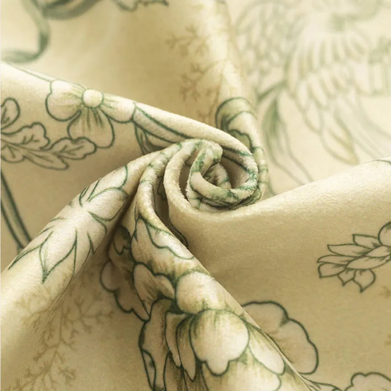 Soft plush texture of Chinoiserie tablecloth.