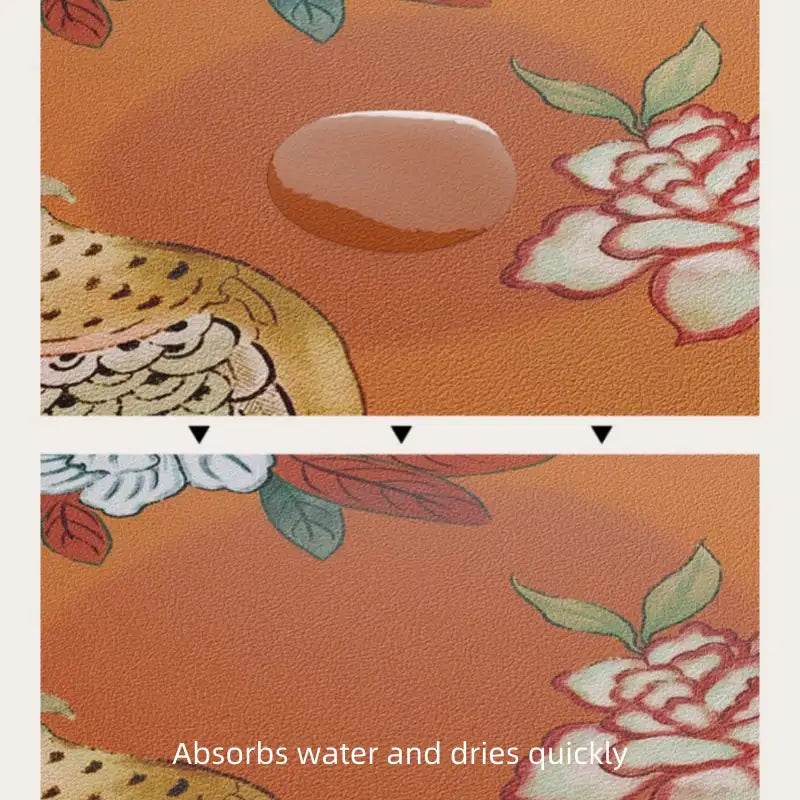 Chinoiserie Orange Bathroom Mat Anti-Slip Fan-Shaped Rug - SinoCultural -- LZ007A80