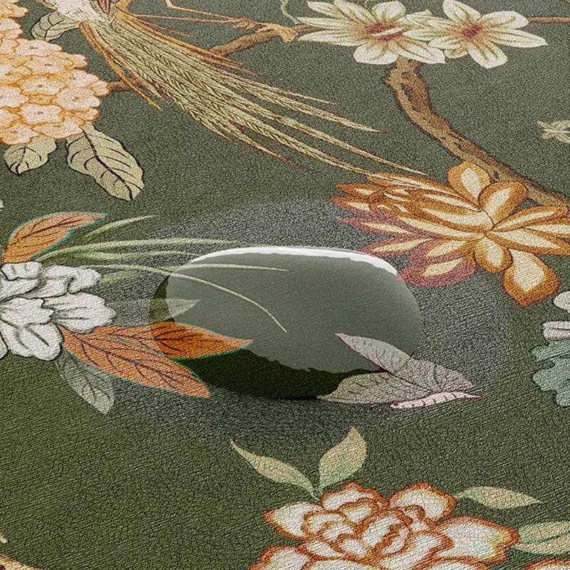 Chinoiserie Tea Table Runner Vintage Leather Mountain Hydrangea Mat - SinoCultural -- TM062C2550