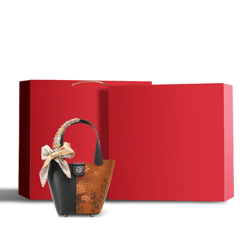 Red gift box for plum blossom Xiangyunsha handbag.