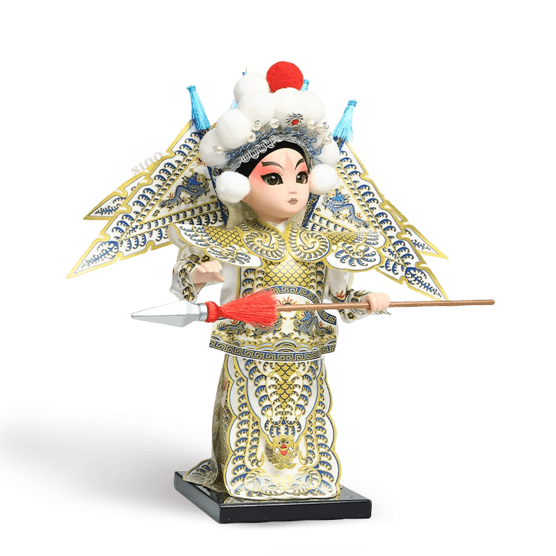 9-Inch Handmade Chinese Doll – Peking Opera Martial Yang Zongbao Collectible - SinoCultural -- XJK0903