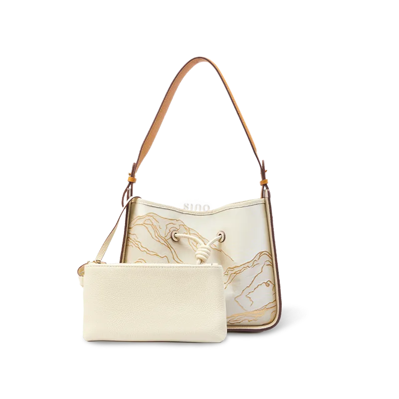 にこ¨̮⃝ item shoulder bag（ivory） The Zen of Mountains Brocade White Luxury Shoulder Bag