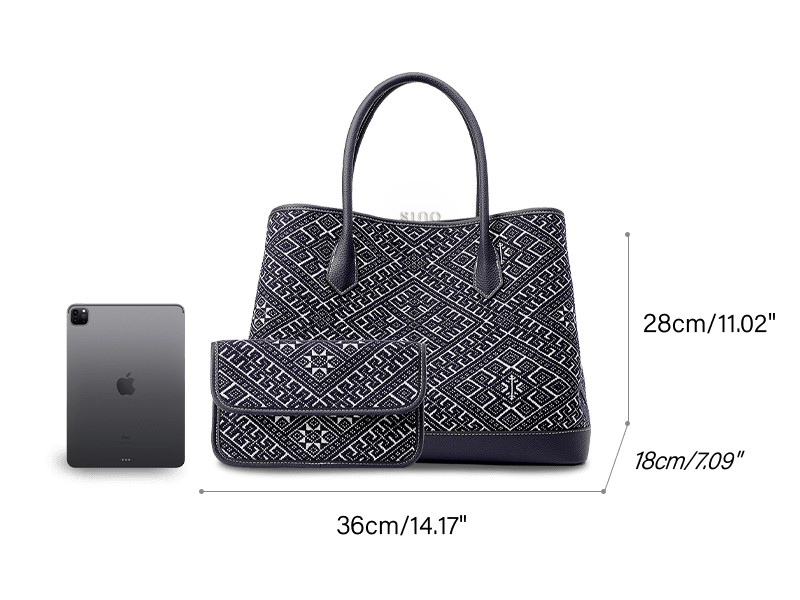 Zhuang Brocade Embroidered Leather Shoulder Bag Flying Swallow Motif - SinoCultural -- FJ110688
