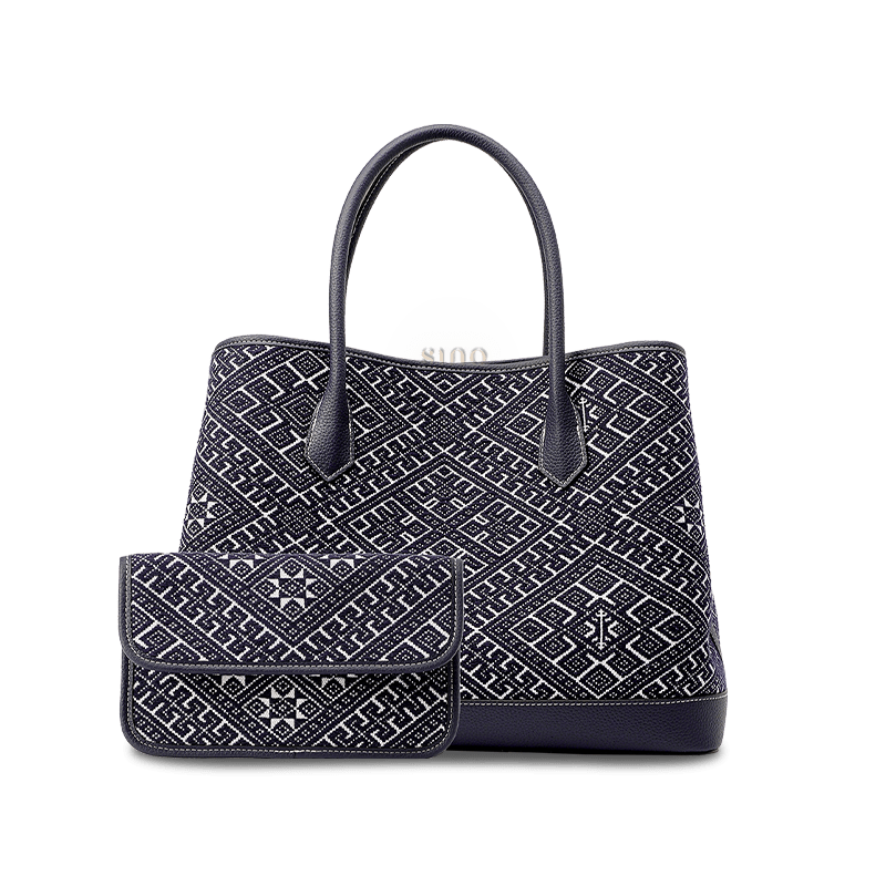 Zhuang Brocade Embroidered Leather Shoulder Bag Flying Swallow Motif - SinoCultural -- FJ110688