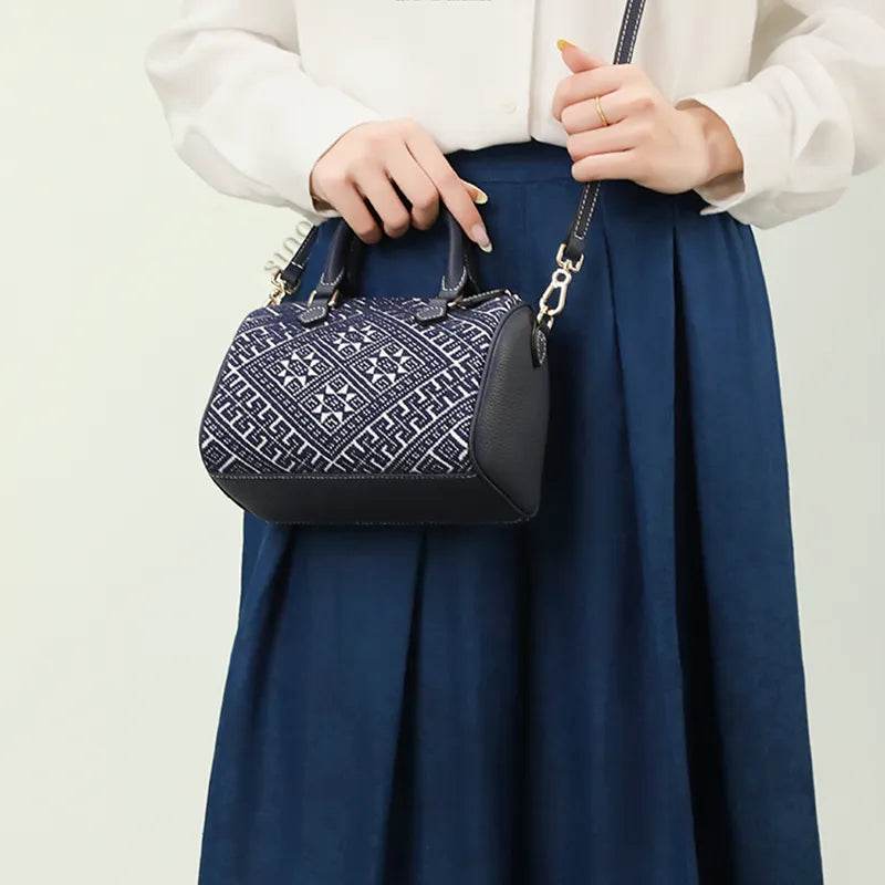 Zhuang Brocade Flying Swallow Embroidered Tote Bag - SinoCultural -- FJ110686