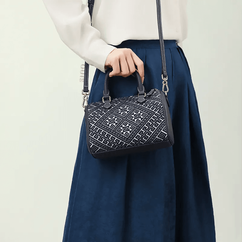 Zhuang Brocade Flying Swallow Embroidered Tote Bag - SinoCultural -- FJ110686