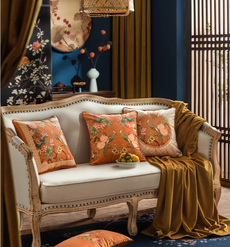 Home Décor Collection – Hand-Painted Floral and Bird Designs with a Retro Orange Touch