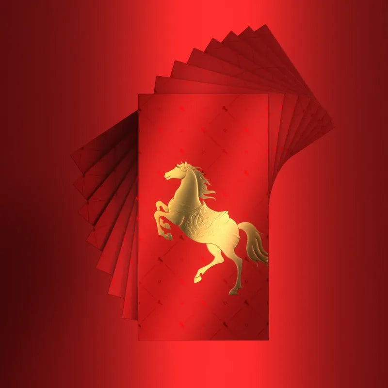 Golden horse on red Chinese New Year envelopes - Cover image for 2026 Horse Year gift guide for women.