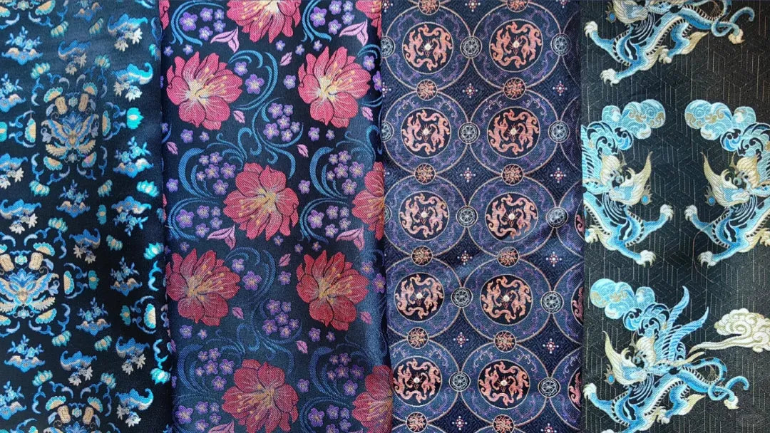 Intricate Dayun Brocade pattern: Royal silk from the Chinese Song Dynasty featuring floral and dragon motifs.