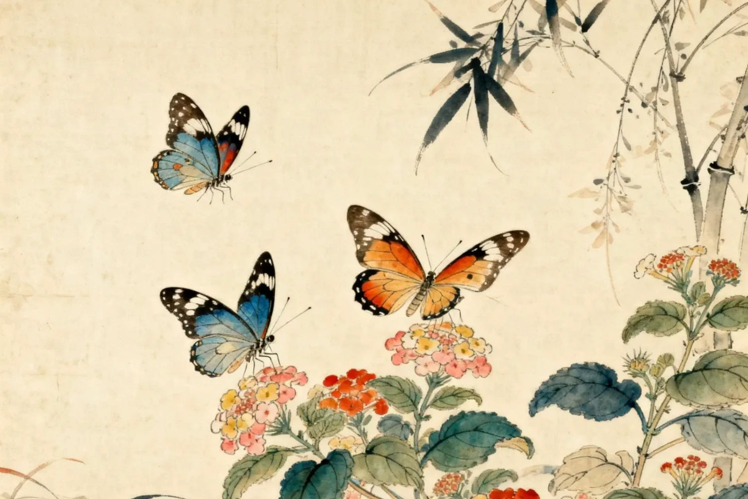 Traditional Chinese butterfly painting representing love, joy, freedom, and transformation in Chinese culture and art.