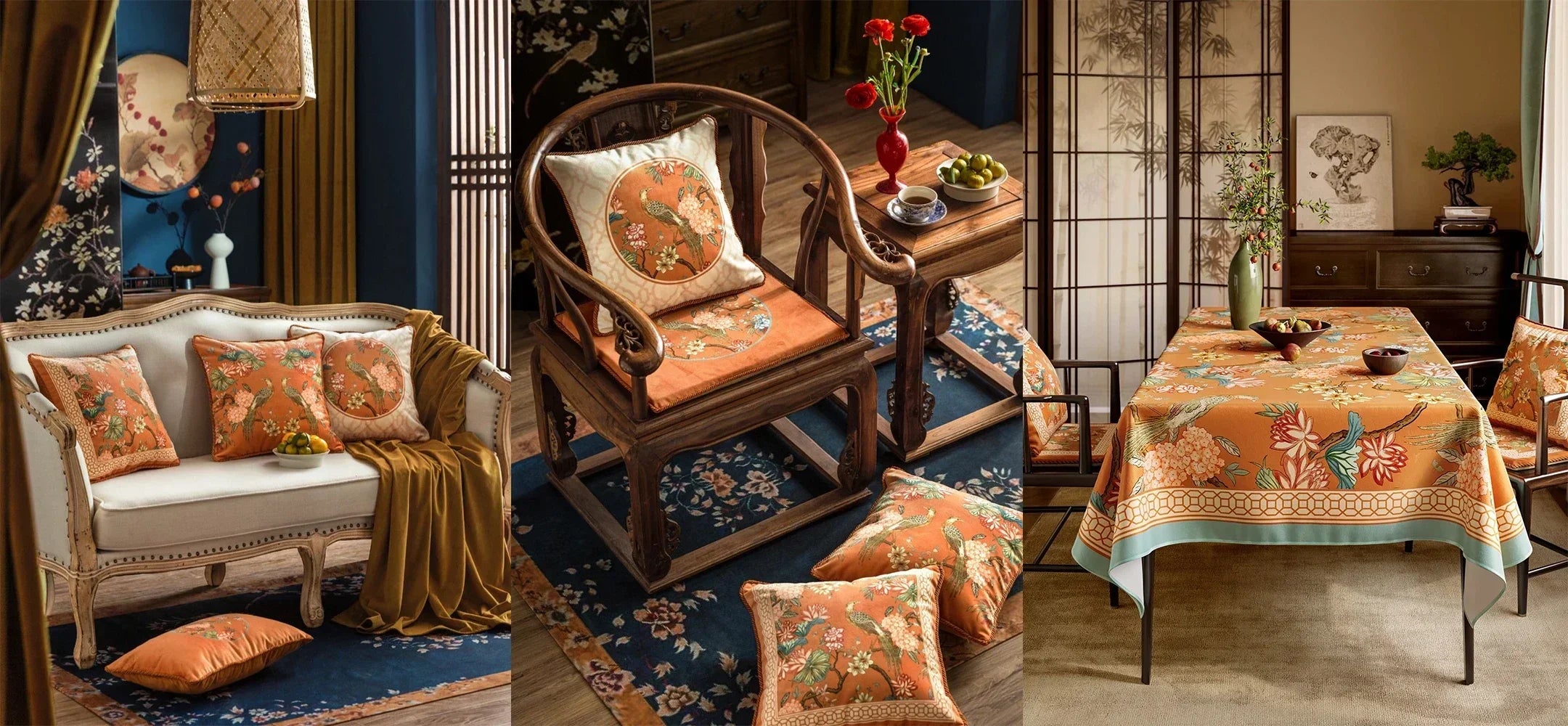 Orange Winter Chinoiserie Home Decor