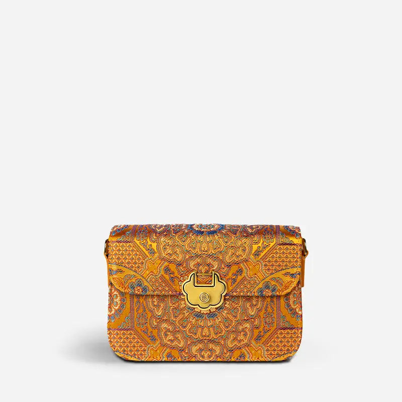 Song Brocade Leather Luxurious Clutch Handbag - SinoCultural