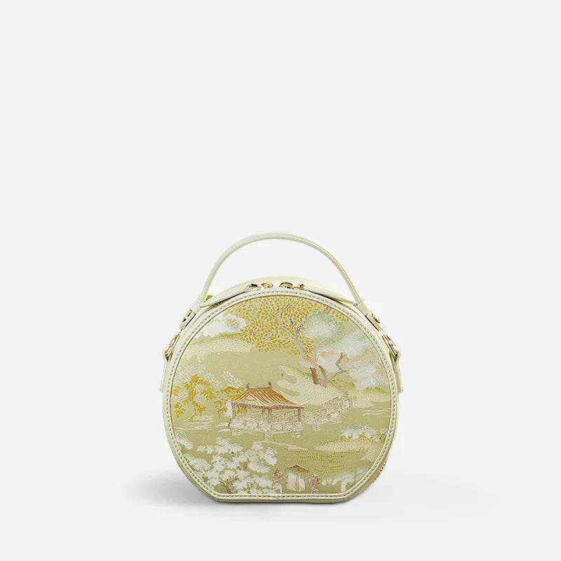 Chinese Painting Mulberry Silk Round Bag Luxury Handbag - SinoCultural