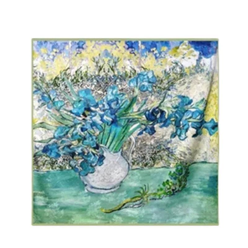 Mulberry Silk 14 Momme Square Scarf Iris Floral 108x108 cm - SinoCultural