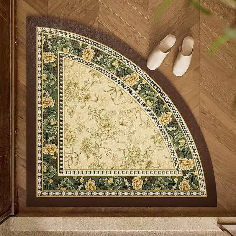 Chinoiserie Absorbent Bathroom Mat Anti-Slip Fan-Shaped Rug - SinoCultural
