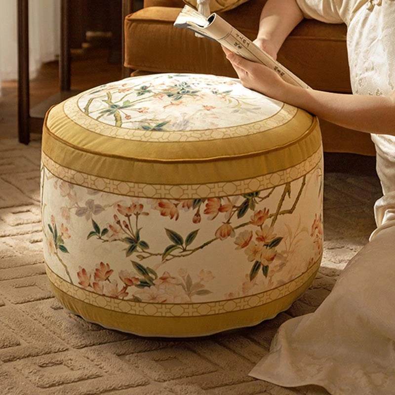 Chinoiserie Autumn Living Room Couch Cushion Pouf - SinoCultural -- B48J0022-1-C - 