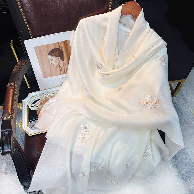 Embroidery Simple Elegance Cashmere Shawl Scarf 200*60