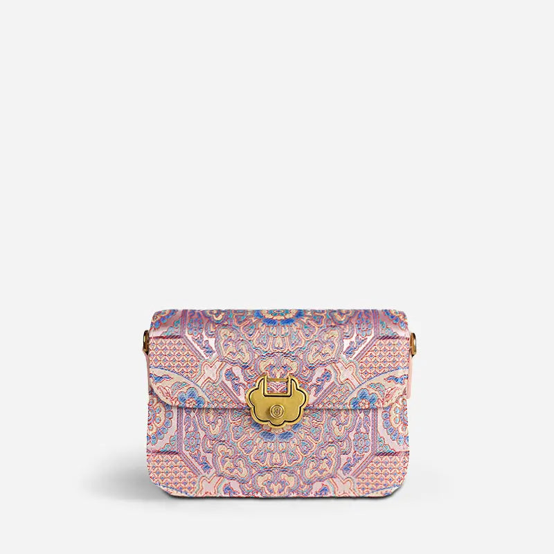 Song Brocade Leather Luxurious Clutch Handbag