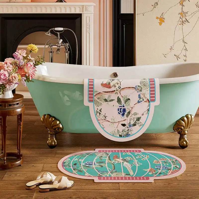 Chinoiserie Lantern-Shaped Absorbent Bathroom Mat Non-Slip Rug - SinoCultural