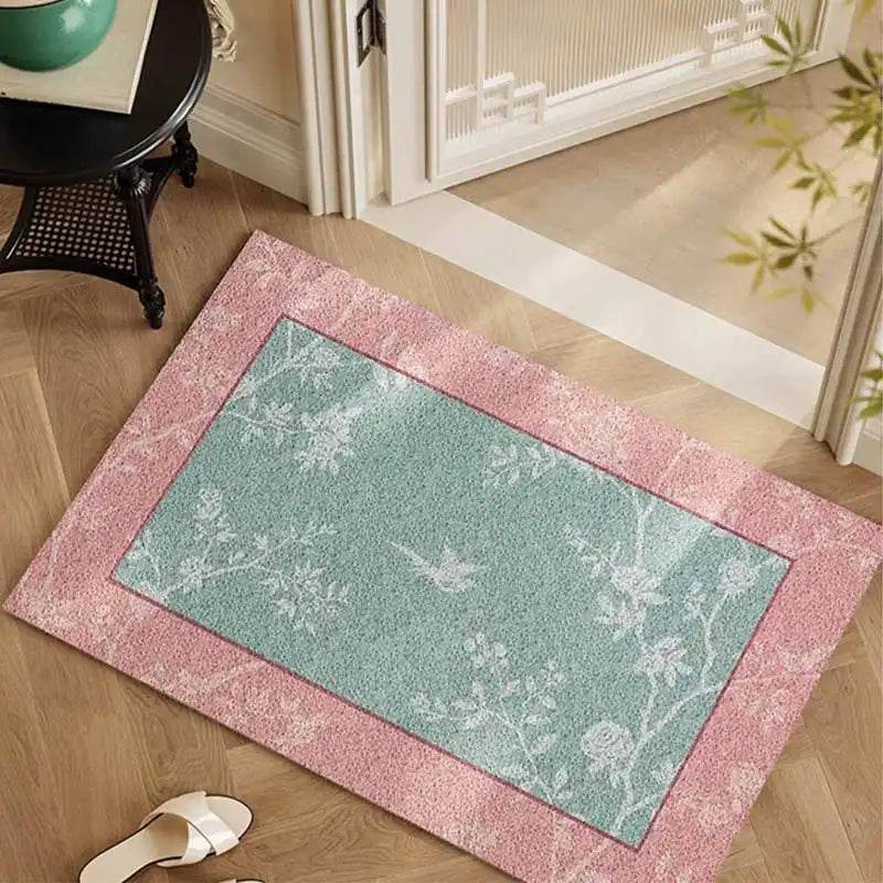 Chinoiserie Powder Pink Absorbent Muddy Front Door Mat - SinoCultural