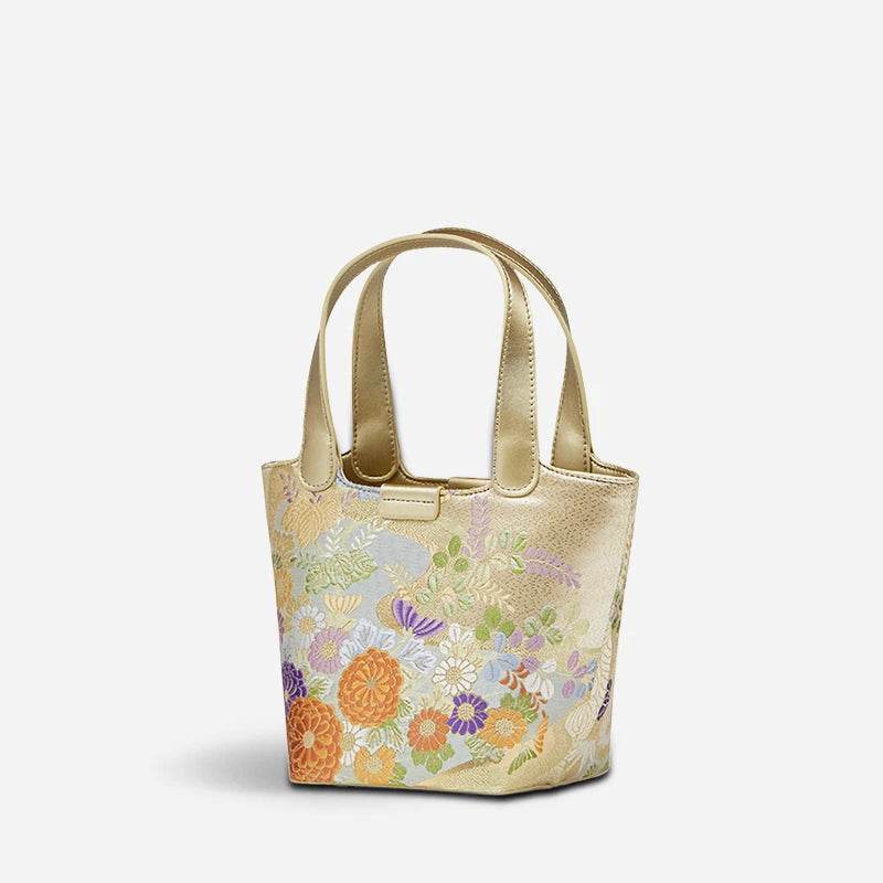 Embroidery Exquisite Floral Luxe Gold Basket Bag - SinoCultural -- P170605 - 
