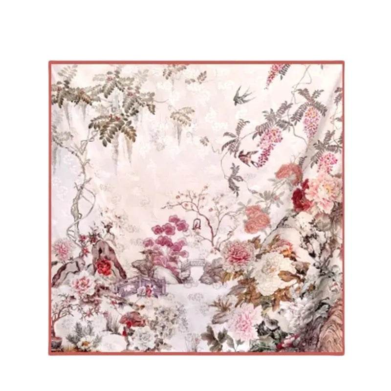 Mulberry Silk 14 Momme Square Scarf Radiant Floral 108x108 cm - SinoCultural