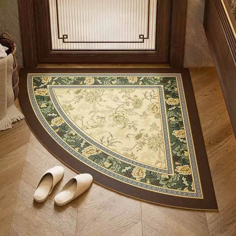 Chinoiserie Absorbent Bathroom Mat Anti-Slip Fan-Shaped Rug - SinoCultural