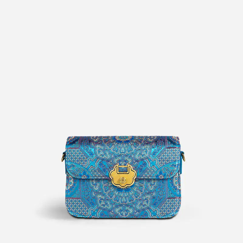 Song Brocade Leather Luxurious Clutch Handbag