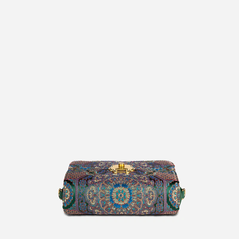 Song Brocade Leather Luxurious Clutch Handbag - SinoCultural