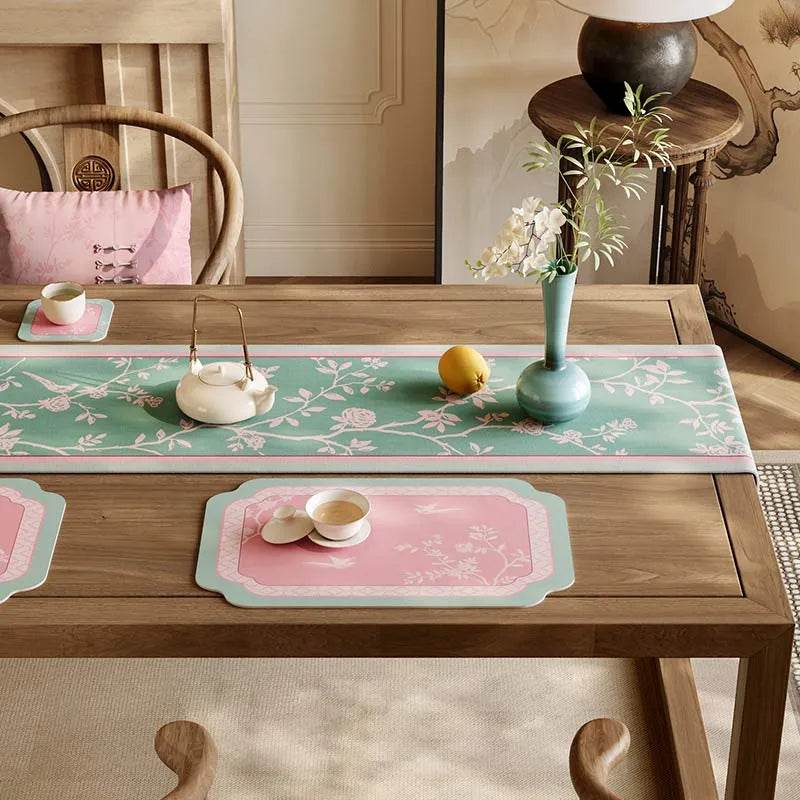 Chinoiserie Powder Pink Kitchen Countertop Drying Mat Dining Mat - SinoCultural -- TMO51A30 - 