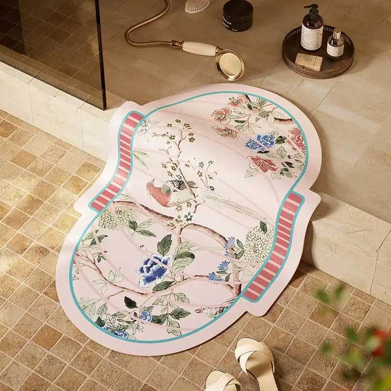 Chinoiserie Lantern-Shaped Absorbent Bathroom Mat Non-Slip Rug - SinoCultural