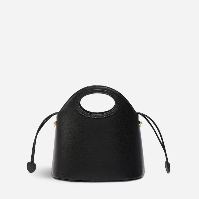 Xiangyunsha Silk Bamboo Black Drawstring Bucket Bag - SinoCultural -- YS120670-1 - 
