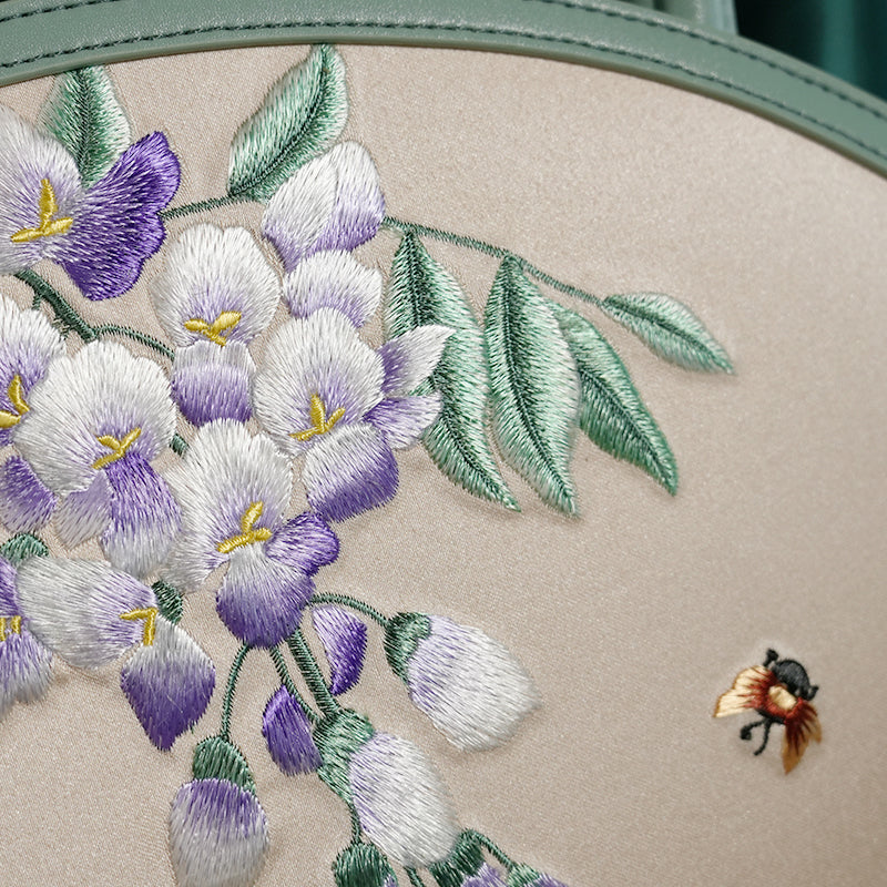 Embroidery Wisteria Floral Handbag-BXL06WCS204A01