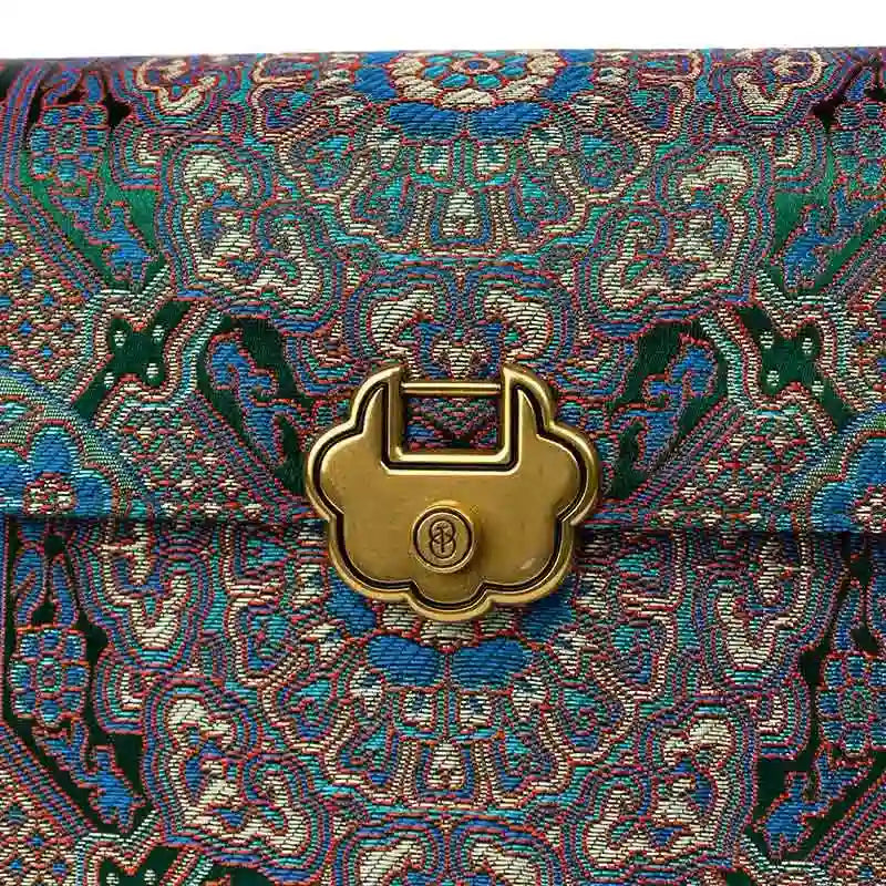 Song Brocade Leather Luxurious Clutch Handbag